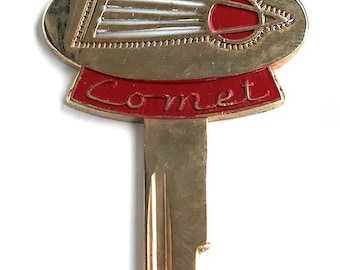 Chiave vergine per Ford Mercury Comet d'epoca | Chiave con emblema di auto classica americana | Chiavi per auto americane d'epoca | Portachiavi per auto d'epoca