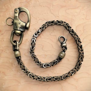 Byzantine Chain for Men | Biker Wallet Chain | Rockabilly Accessories | Vintage Key Chain | Antique Brass