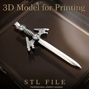 STL File Sword Pendant | Celtic Sword 3D Model | Viking Jewelry CAD File | Triskele Dragon Pendant Design