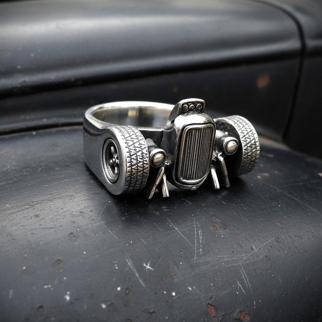 Hot Rod Ring 925 Silver | 1932 Deuce Ford Style | Handmade Rat Rod ...