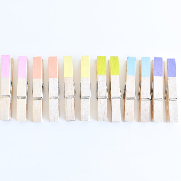 Paint Dipped Clothespins | Set of 12 Large Decorative Clothespins for Art, Photo, Birthday Display