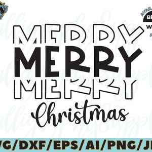 Merry Merry Merry Christmas SVG Cut File file decalcomania in vinile per silhouette cameo cricut file ferro su