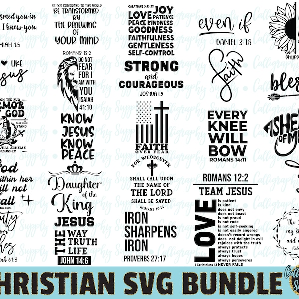 Christian SVG Bundle, Bible Verse SVG Bundle, Faith SVG, Religious svg cut file for silhouette cameo cricut iron on transfer