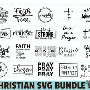 Christliches SVG Bundle, Bibel Vers SVG Bundle, Glaube SVG, religiöse svg Schnittdatei für Silhouette Kamee Cricut Bügelbild Aufbügeln