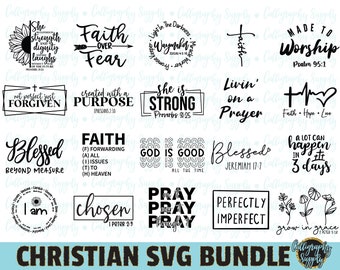 Christian SVG Bundle, Faith Quotes, Religious Cut Files (Digital Download)