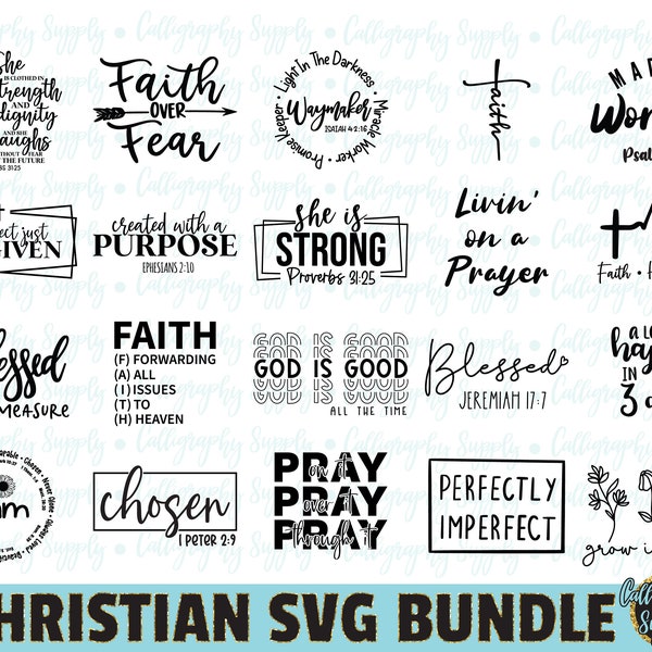 Christian SVG Bundle, Bible Verse SVG Bundle, Faith SVG, Religious svg cut file for silhouette cameo cricut iron on transfer