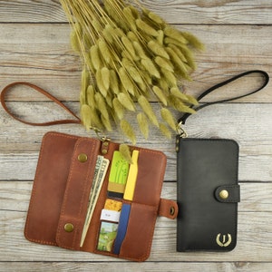 Cartera de cuero personalizada/Cartera de cuero tipo pulsera para hombre/Regalo para él