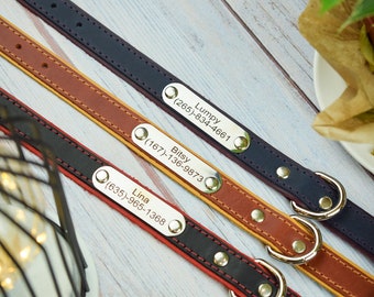 Personalized dog collar, Personalized leather dog collar, leather cat collar