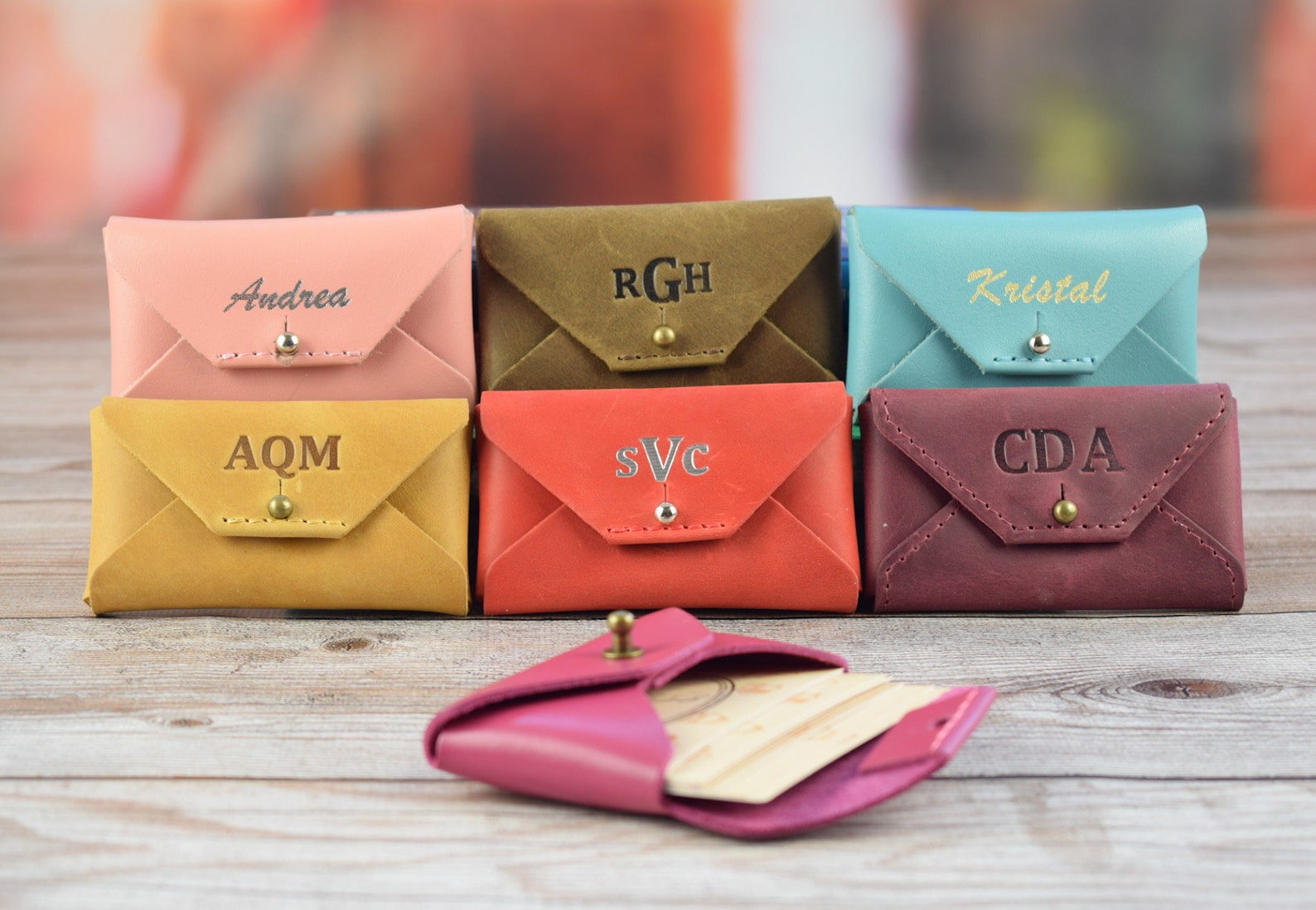 Personalized leather business card holder/Leather credit card holder