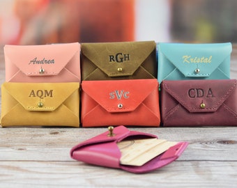 Personalized leather business card holder/Leather credit card holder