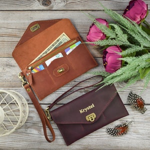 Cartera de cuero personalizada/Cartera de cuero para mujer/Regalo para ella