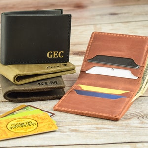 Cartera de cuero personalizada/Cartera delgada para hombre/Cartera de cuero para hombre