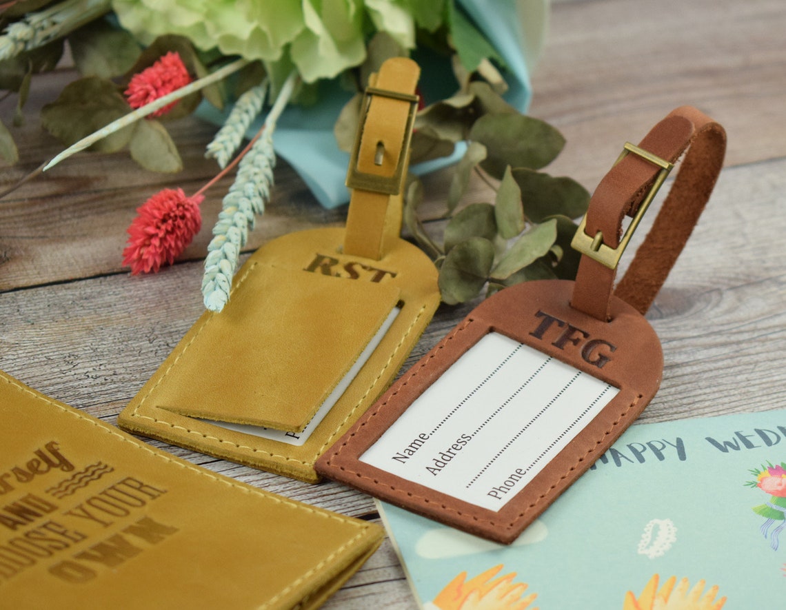 Personalized Leather luggage tags/Wedding favors Etsy