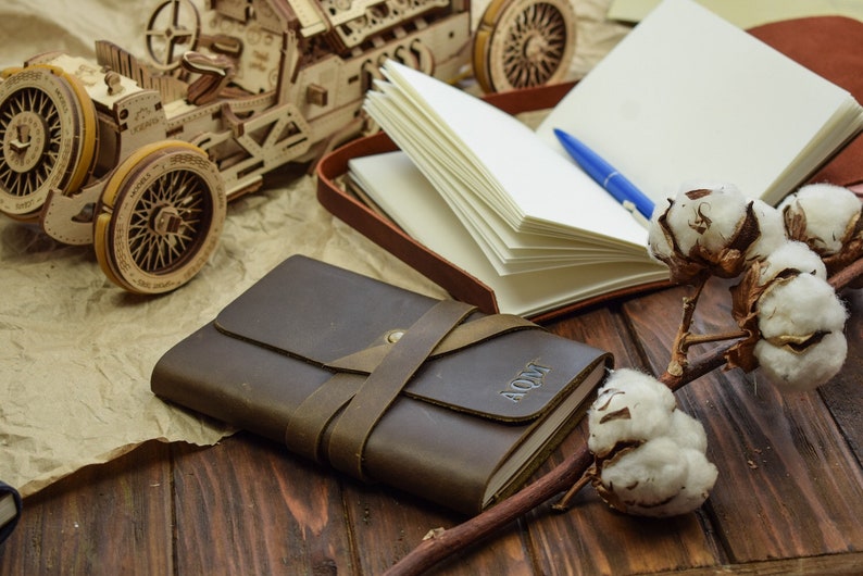 Leather Journal / Personalized Journal For Women & Men / Fire-Branded Custom Stamp/Refillable/Genuine Leather