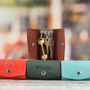 Estuche de cuero para llaves/Cartera de cuero para llaves/Organizador de llaves/Porta llaves/PERSONALIZADO