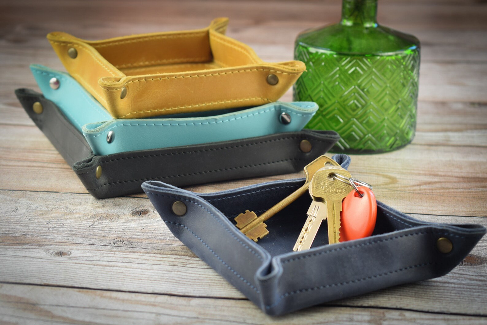 Personalized Leather Catch All Tray/leather Dice Tray/leather Etsy