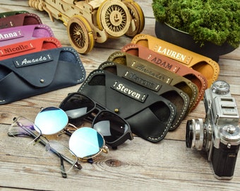 Leather glasses case,  personalized glasses case