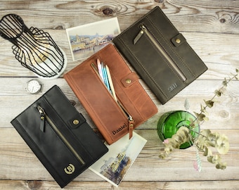 Leather Journal, Notebook with pencil case, Gift Journal