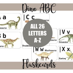 Dinosaur alphabet cards, ABC flashcards, Dino prints, Dinosaur Cards, Learning letters, Printable kid games, Montessori, Learning Toys