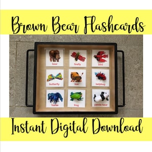 Flashcards Ours Brun- Ours Brun Ours Brun- 12 PERSONNAGES-Que voyez-vous- Multi Animaux- Flashcards- Flashcards Montessori