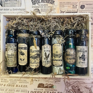 Embrace the Magic: Miniature Potions, Elixirs Curiosities and Oddities. Perfect for any curiosity cabinet or apotharcy collection.