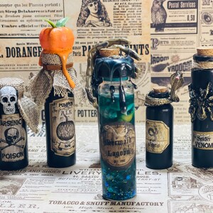 Halloween Potions - Halloween Decor - Faux Curiosity & Oddities - Magic Potions - Apothecary Cabinet - Curiosity Cabinet