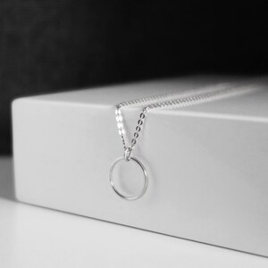 14k White Gold Karma Necklace,Dainty Gold Karma,Delicate Necklace,Solid Gold Circle Pendant,Minimalist Necklace,Gift For Her,Birthday Gift.