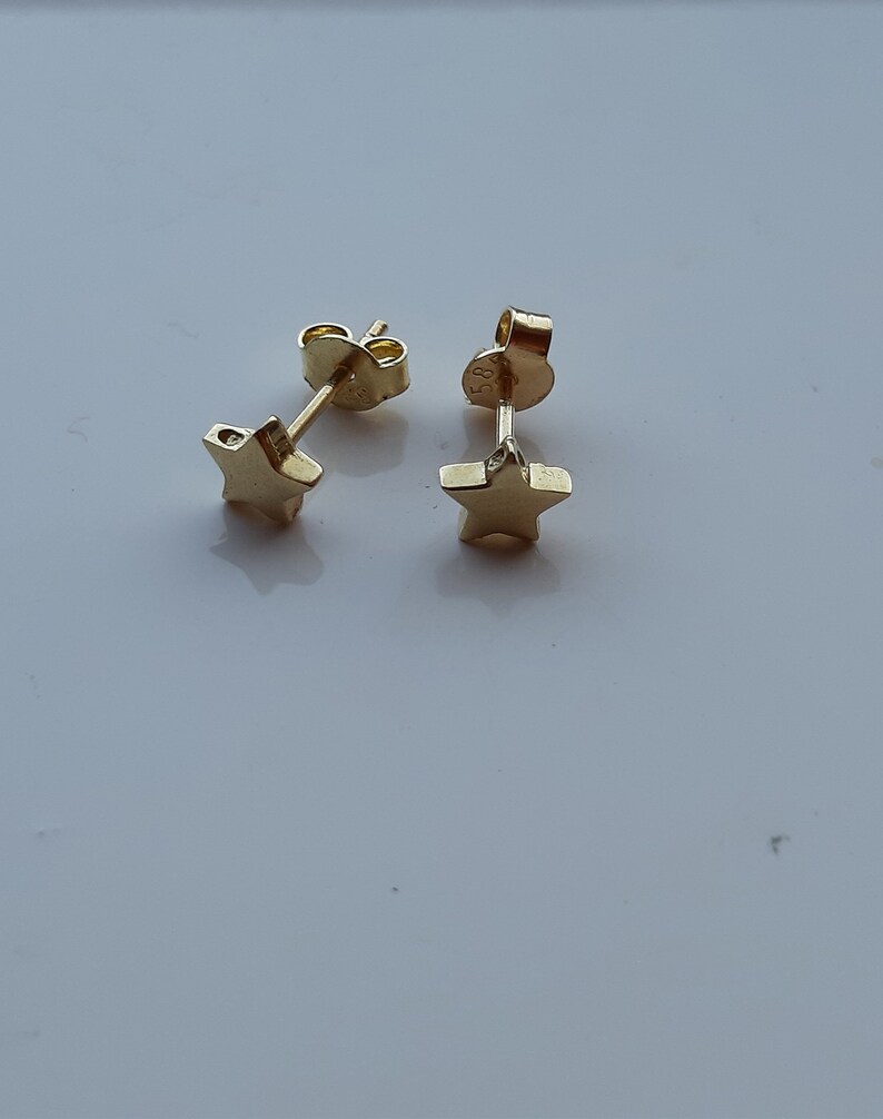 Yellow Gold Earrings Minimal Gold Earrings 14k Solid Gold Star Stud Earrings Small Stud Earrings Gold Tiny Studs 5.30mm Star Earrings