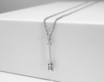 14k Solid White Gold Arrow Necklace,Dainty Arrow Pendant,Layered Necklace,Tiny Arrow Charm,Solid Gold Necklace,Gift For Her,Unique Jewelry