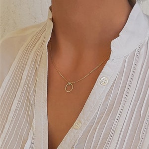 14k Yellow Gold Karma Necklace,Eternity Necklace, Dainty Gold Karma Circle,Delicate Necklace,Solid Circle Charm,Minimalist Necklace,Jewelry