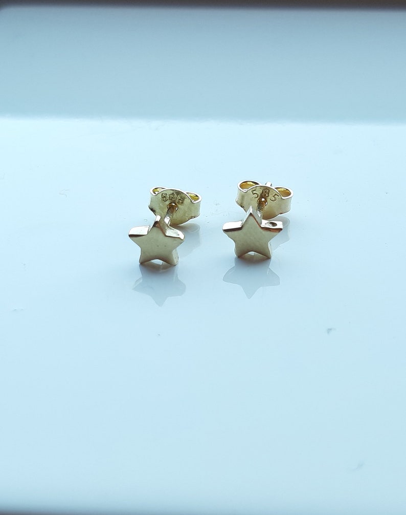 Yellow Gold Earrings Minimal Gold Earrings 14k Solid Gold Star Stud Earrings Small Stud Earrings Gold Tiny Studs 5.30mm Star Earrings