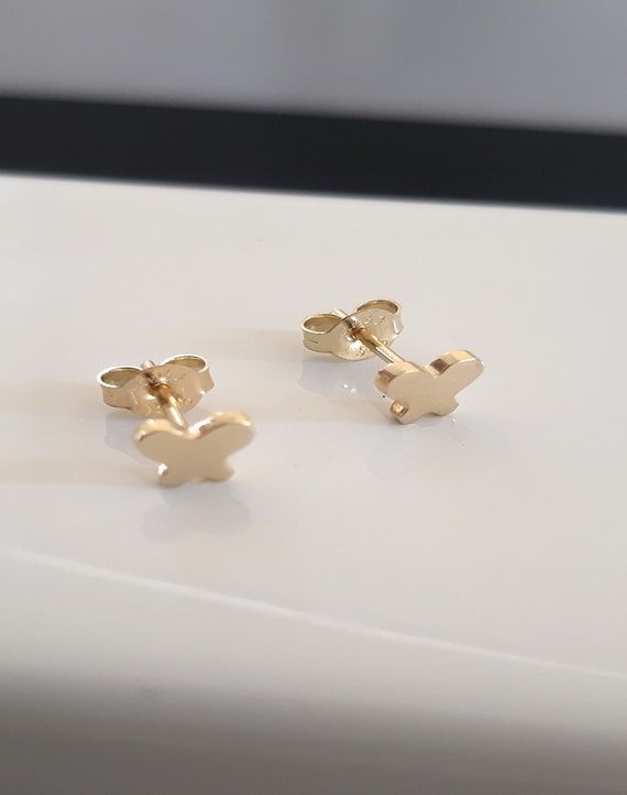[LLOYD] 韓国☆14K☆Butterfly Earrings 14k Butterfly Earring,solid Gold Butterfly, Earring Gold