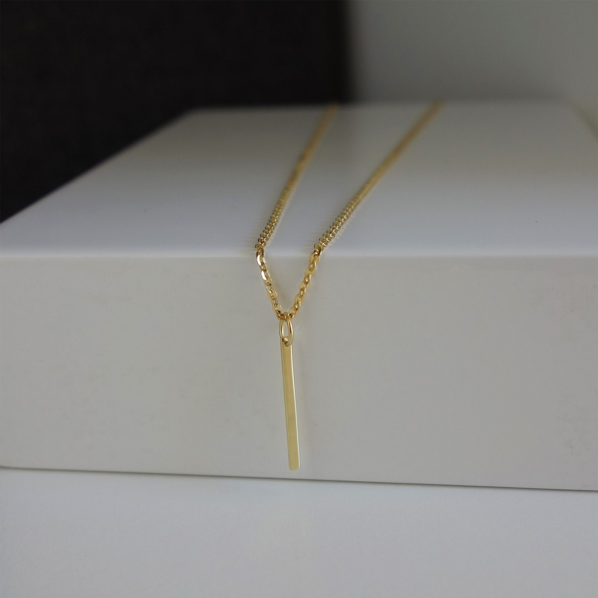 Vertical bar necklace shop white gold