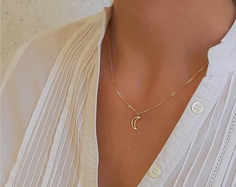 14k Rose Gold Crescent Moon Necklace,Delicate Half Moon Charm,Solid Gold Necklace,Gold Moon Jewelry,Half Moon Pendant,Minimalist Necklace