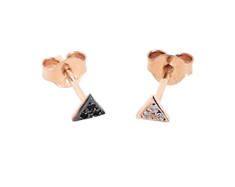 14k Rose Gold Triangle Earrings,Dainty Stud Earrings,Tiny Gold Triangle Earrings,Geometric Stud Earrings,Solid Gold Earrings,Gift For Her