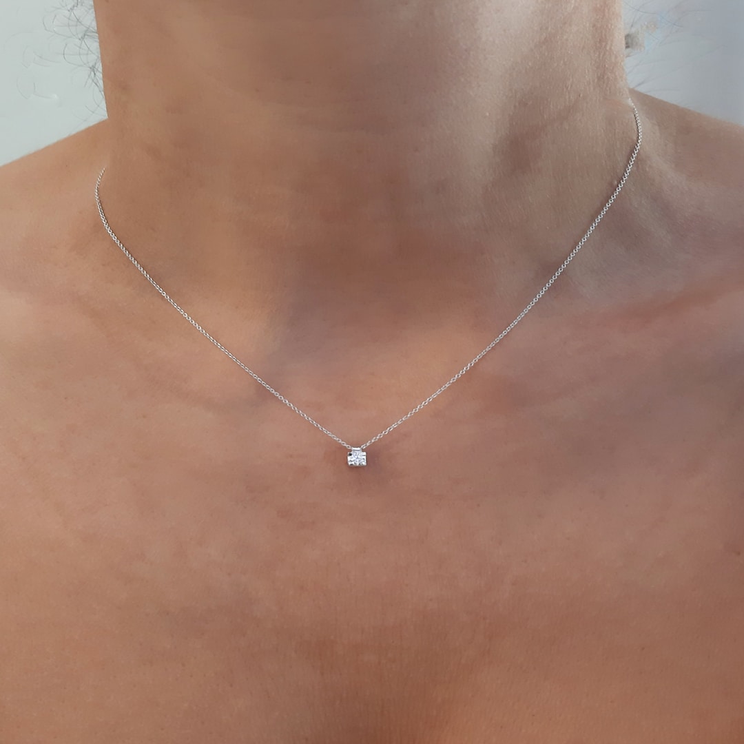 18K Wei gold Diamant Solit r Halskette Solide Wei gold Halskette 18k-wei-gold-diamant-solit-r-halskette-solide-wei-gold-halskette