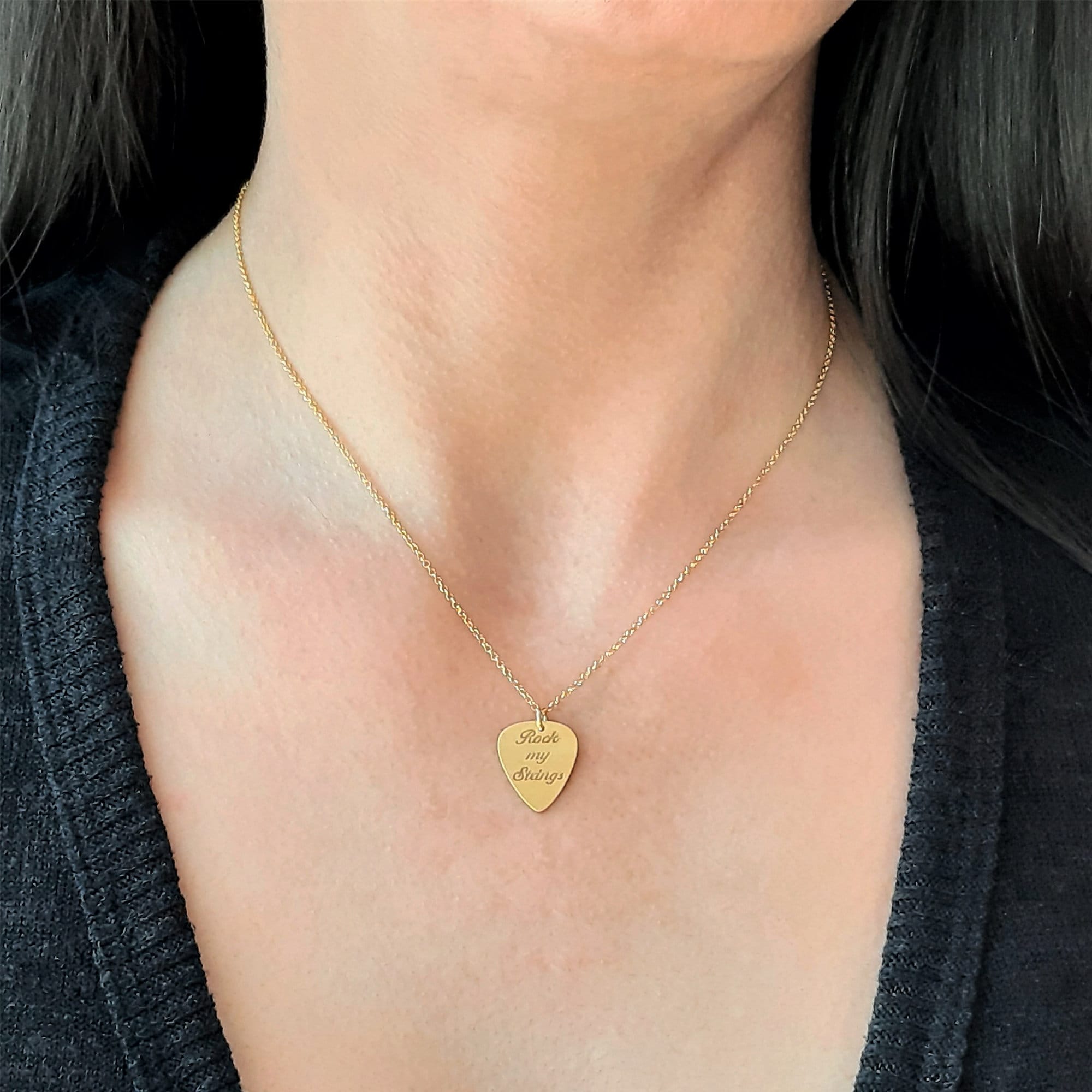 Collana di plettri per chitarra in oro bianco 14k plettro per