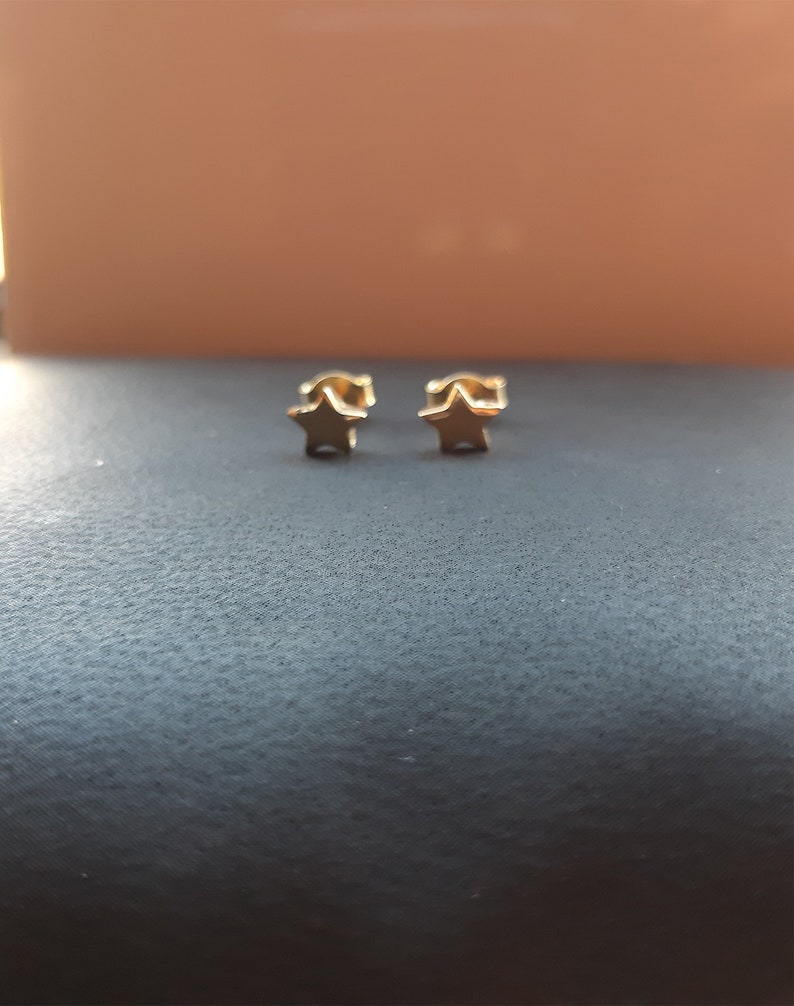 Yellow Gold Earrings Minimal Gold Earrings 14k Solid Gold Star Stud Earrings Small Stud Earrings Gold Tiny Studs 5.30mm Star Earrings
