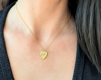 14k Rose Gold Guitar Pick Necklace,Personalized Guitar Pick,Solid Gold Guitar Pick Pendant,Engraved Guitar Pick Necklace,Gift For Her&Him