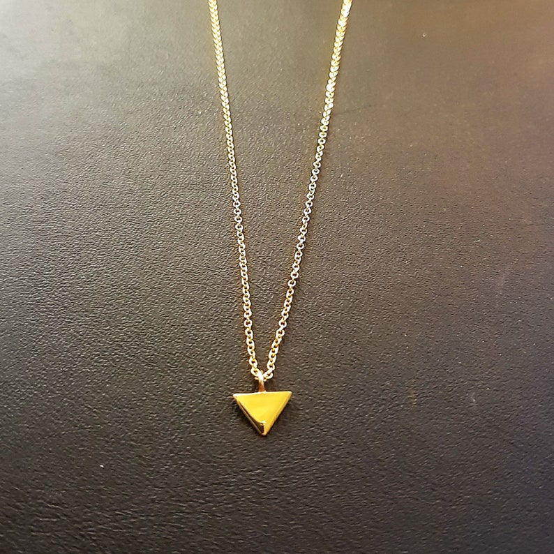 14k Yellow Gold Triangle Necklace 14k Solid Layered - Etsy
