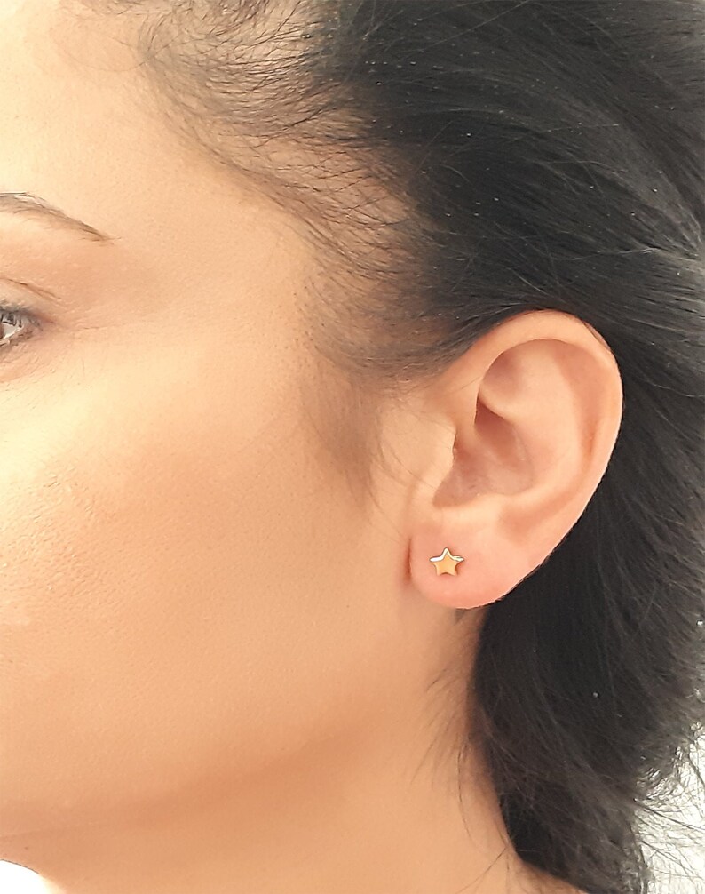 Yellow Gold Earrings Minimal Gold Earrings 14k Solid Gold Star Stud Earrings Small Stud Earrings Gold Tiny Studs 5.30mm Star Earrings