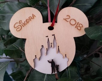 Mickey Castle Ornament, Christmas Ornament, Happiest Place on Earth, Mickey Ears, Princess Castle, Personalized FREE and FREE SHIPPING