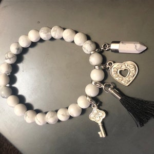 White Charmed Beaded Bracelet