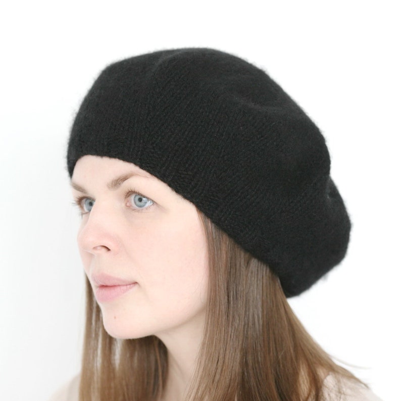 100/% cashmere beret black thick hand knitted soft warm french women/'s beret Verafovere