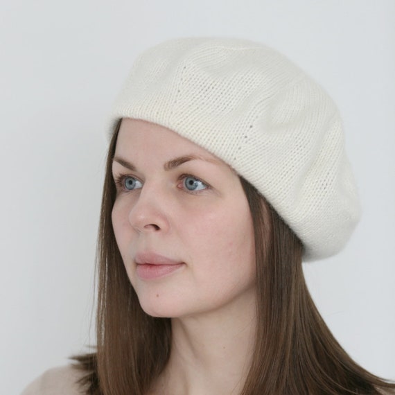 Cashmere beanie Crochet beret French crochet beret Milky french beret