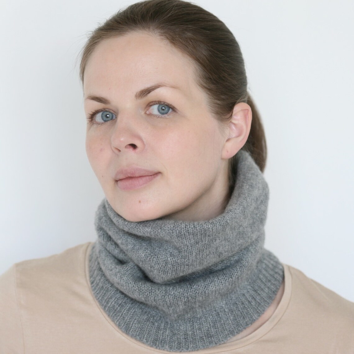 100 cashmere scarf snood gray knitted tube scarf snood for Etsy
