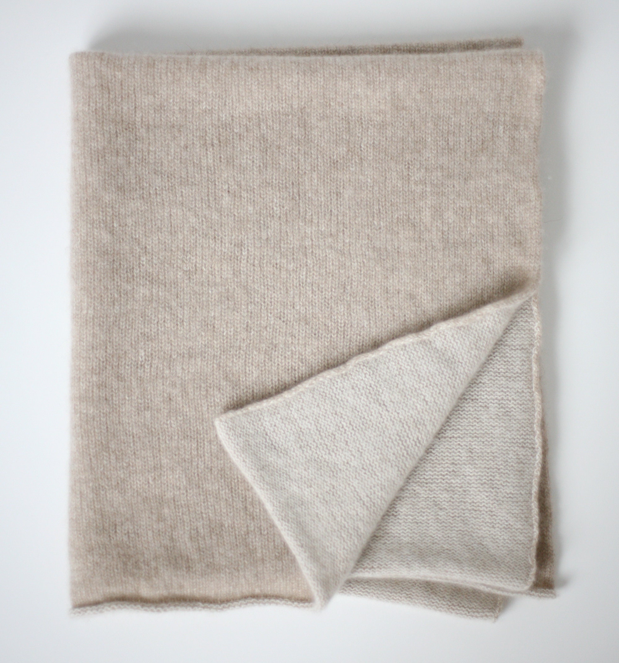 100 cashmere blanket beige / natural white knitted super soft Etsy