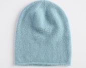 100 cashmere beanie baby hat newborn beanie light blue soft gentle warm knit kids beanie 6 Ply Verafovere