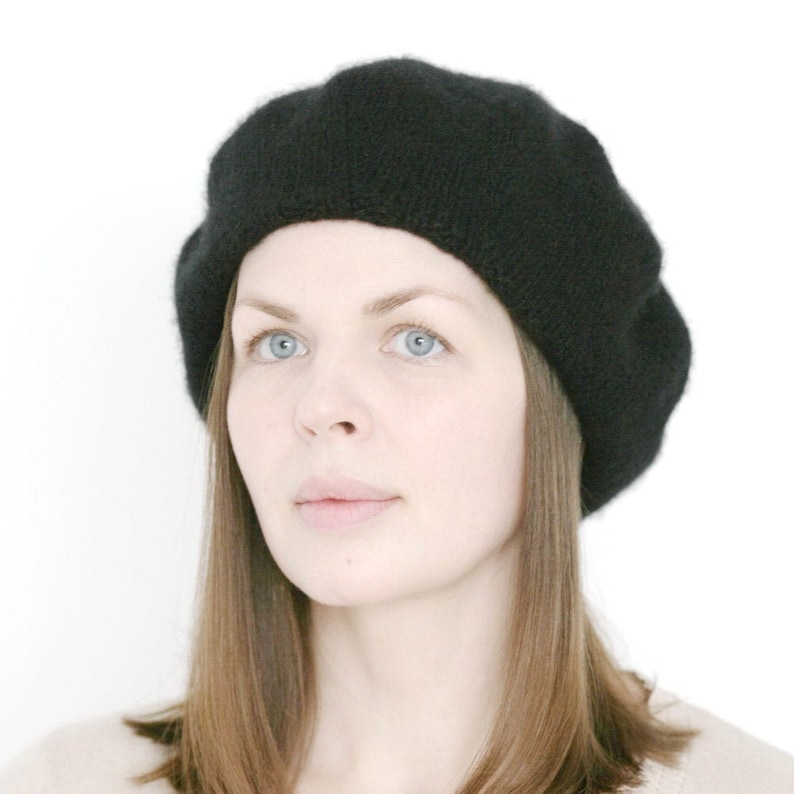 100/% cashmere beret black thick hand knitted soft warm french women/'s beret Verafovere