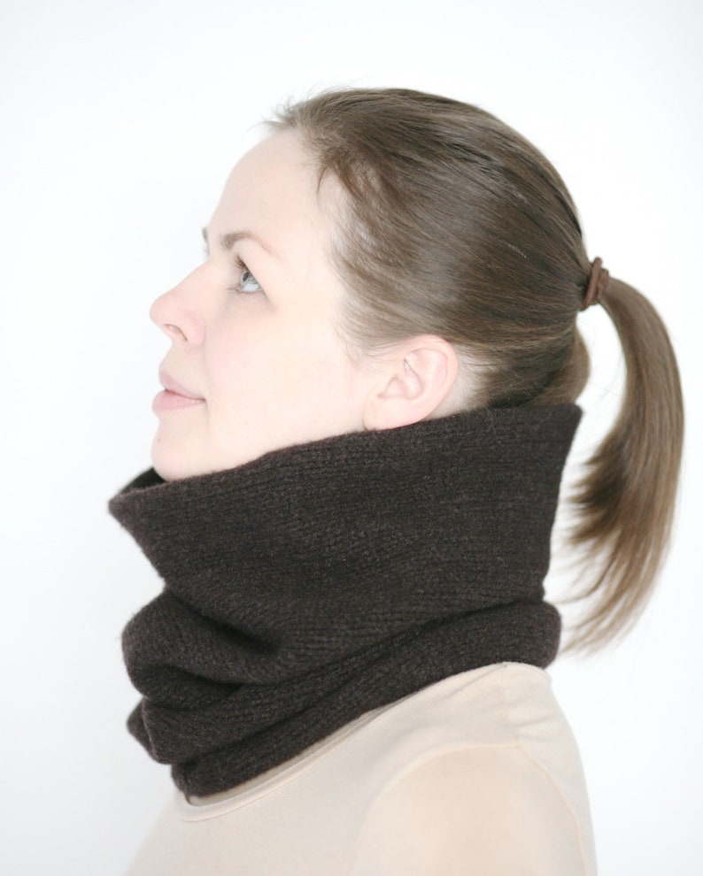 Cashmere Merino Snood Scarf Neck Warmer Soft Thick Black Etsy